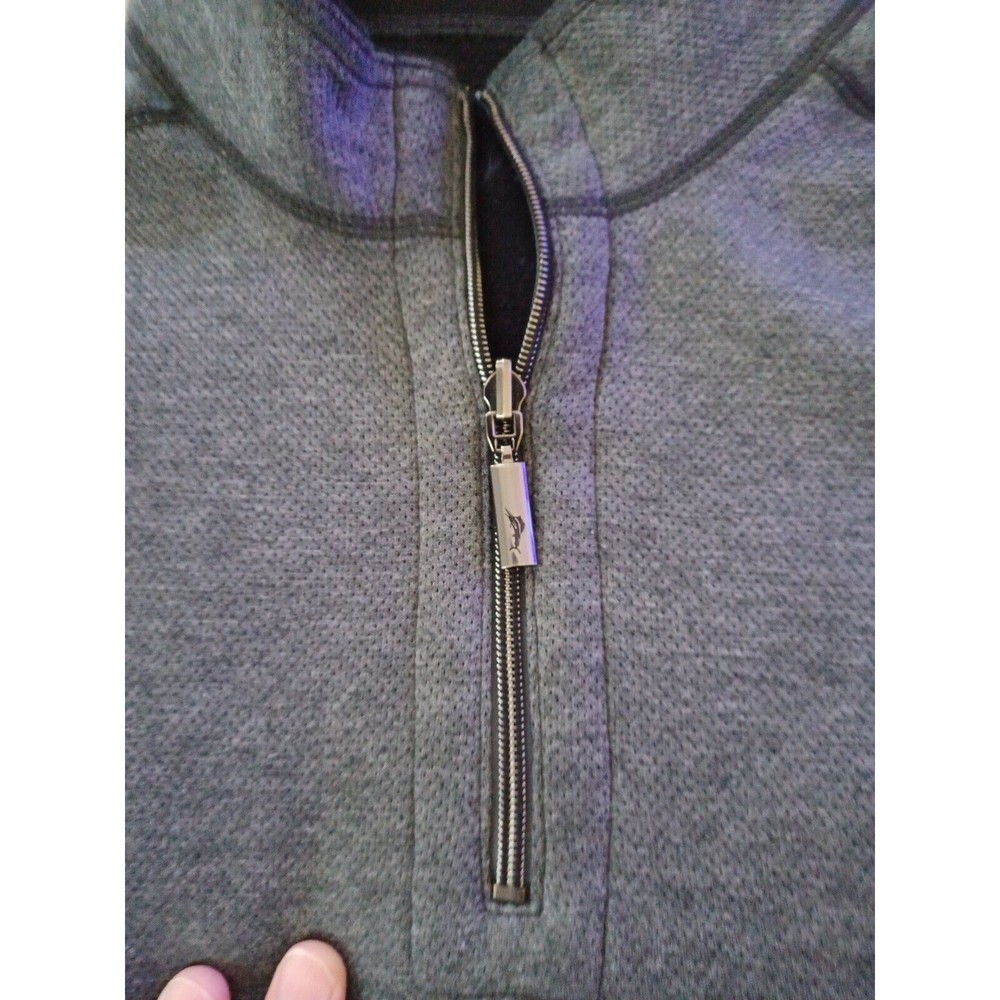 Tommy Bahama 1/4 Zip Long Sleeve Cotton Pullover Sweater Gray Mens M Medium